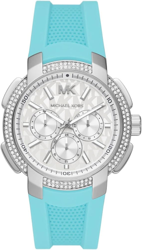 Buy Shop Michael Kors Sidney Multifunction Analog White Dial Turquoise Silicone Strap Watch For Women - MK7246 USA Online