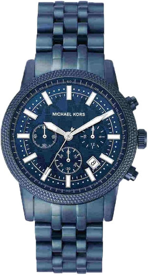 Buy Shop Michael Kors Hutton Chronograph Blue Dial Blue Steel Strap Watch For Men - MK9088 USA Online