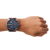 Buy Shop Diesel Mr Daddy Chronograph Blue Dial Brown Leather Strap Watch For Men - DZ7314 USA Online