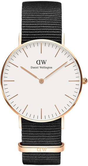 Buy Shop Daniel Wellington Classic Cornwall White Dial Black Nylon Strap Watch For Women - DW00100259 USA Online