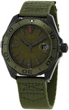 Tag Heuer Aquaracer Automatic Green Dial Khakhi Green Nylon Strap Watch for Men - WAY208E.FC8222