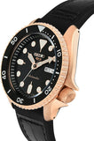 Seiko 5 Sport SKX Automatic Black Dial Black Leather Strap Watch For Men - SRPD76K1