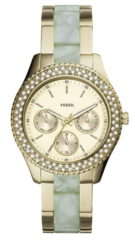 Buy Shop Fossil Stella Multifunction Gold Dial Two Tone Steel Strap Watch for Women - ES4757 USA Online