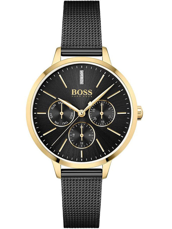 Buy Shop Hugo Boss Symphony Black Dial Black Mesh Bracelet Watch for Women - 1502601 USA Online