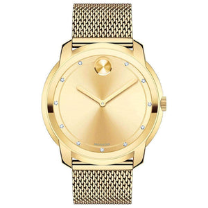Buy Shop Movado Bold Diamonds Gold Dial Gold Mesh Bracelet Watch For Men - 3600460 USA Online