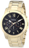 Buy Shop Fossil Grant Chronograph Black Dial Gold Steel Strap Watch for Men - FS4815 USA Online
