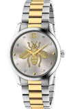 Buy Shop Gucci G Timeless Quartz Silver Dial Two Tone Steel Strap Watch For Women - YA126596 USA Online