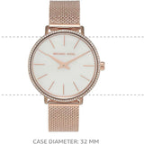 Buy Shop Michael Kors Pyper Quartz Mother of Pearl White Dial Rose Gold Mesh Strap Watch For Women - MK4588 USA Online