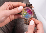 Guess Confetti Multifunction Multicolor Dial Rose Gold Steel Strap Watch For Women - GW0483L3