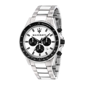 Buy Shop Maserati SFIDA Chronograph White Dial Silver Steel Strap Watch For Men - R8873640003 USA Online