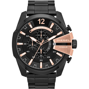 Buy Shop Diesel Mega Chief Chronograph Black Dial Black Steel Strap Watch For Men - DZ4309 USA Online