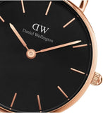 Buy Shop Daniel Wellington Classic Petite Sheffield Black Dial Black Leather Strap Watch For Women - DW00100224 USA Online