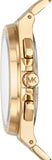 Michael Kors Lennox Chronograph Gold Dial Gold Steel Strap Watch For Men - MK8989