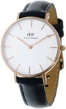 Buy Shop Daniel Wellington Petite Sheffield White Dial Black Leather Strap Watch For Women - DW00100174 USA Online
