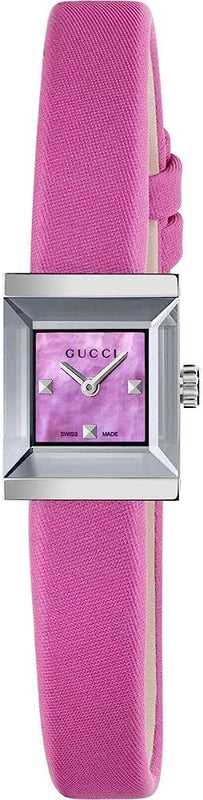 Buy Shop Gucci G-Frame Square Fuchsia Mother of Pearl Dial Fuchsia Leather Strap Watch For Women - YA128533 USA Online
