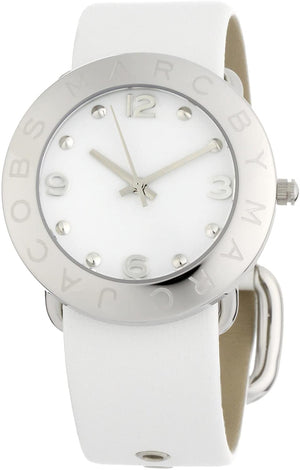 Buy Shop Marc Jacobs Amy White Dial White Leather Strap Watch for Women - MBM1136 USA Online