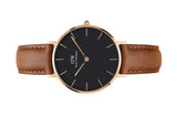Buy Shop Daniel Wellington Classic Petite Durham Black Dial Brown Leather Strap Watch For Women - DW00100166 USA Online
