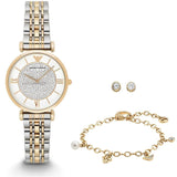 Buy Shop Emporio Armani Gianni T Bar White Dial Two Tone Steel Strap Watch For Women - AR8031 USA Online