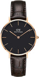 Buy Shop Daniel Wellington Classic Petite York Black Dial Brown Leather Strap Watch For Women - DW00100170 USA Online