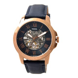 Buy Shop Fossil Grant Automatic Skeleton Blue Dial Blue Leather Strap Watch for Men - ME3102 USA Online