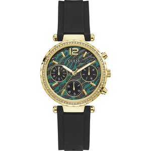Buy Shop Guess Solstice Green Dial Black Rubber Strap Watch for Women - GW0113L1 USA Online