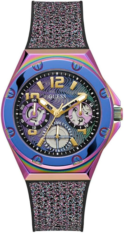 Buy Shop Guess Multifunction Analog Purple Dial Black Rubber Strap Watch For Women - GW0620L4 USA Online