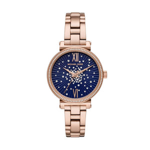 Buy Shop Michael Kors Sofie Analog Quartz Blue Dial Rose Gold Steel Strap Watch For Women - MK3971 USA Online