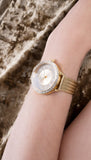 Buy Shop Guess Soiree Diamonds Gold Dial Gold Mesh Bracelet Watch for Women - GW0402L2 USA Online