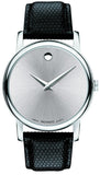 Movado Museum Quartz Silver Dial Black Leather Strap Watch For Men - 2100001