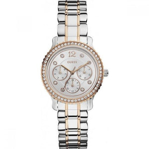 Buy Shop Guess Enchanting Diamonds Silver Dial Two Tone Steel Strap Watch for Women - W0305L3 USA Online