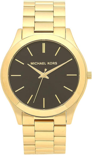 Buy Shop Michael Kors Slim Runway Quartz Black Dial Gold Steel Strap Watch For Men - MK8621 USA Online