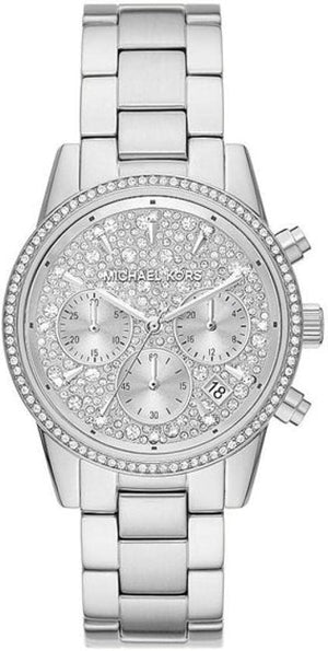 Buy Shop Michael Kors Ritz Chronograph Crystals Silver Dial Silver Steel Strap Watch For Women - MK7301 USA Online