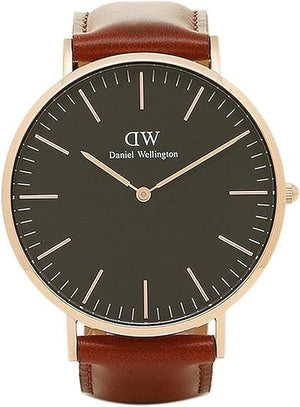 Buy Shop Daniel Wellington Classic St Mawes Black Dial Brown Leather Strap Watch For Men - DW00100124 USA Online