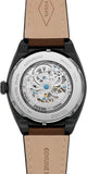 Buy Shop Fossil Everett Automatic Analog Black Dial Brown Leather Strap Watch for Men - ME3207 USA Online