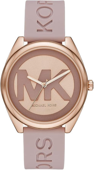 Buy Shop Michael Kors Janelle Three Hand Rose Gold Dial Pink Rubber Strap Watch For Women - MK7139 USA Online
