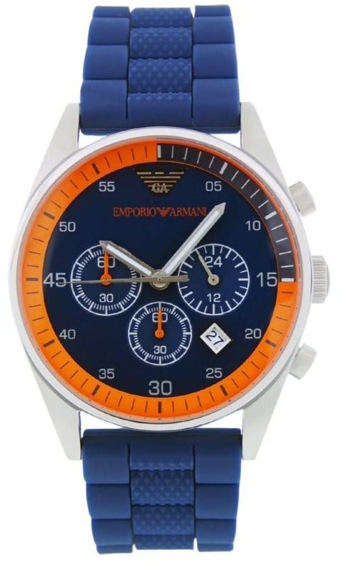 Buy Shop Emporio Armani Chronograph Blue Dial Blue Rubber Strap Watch For Men - AR5864 USA Online