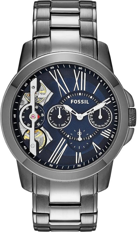 Buy Shop Fossil Grant Twist Multifunction Blue Dial Grey Steel Strap Watch for Men - ME1146 USA Online