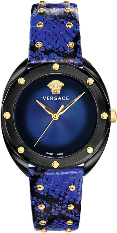 Buy Shop Versace Shadov Quartz Black Dial Blue Leather Strap Watch for Men - VEBM00418 USA Online