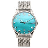 Buy Shop Gucci G-Timeless Turquiose Mother of Pearl Dial Silver Mesh Bracelet Watch For Women - YA1264039 USA Online