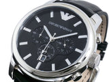 Buy Shop Emporio Armani Classic Chronograph Black Dial Black Leather Strap Watch For Men - AR0431 USA Online