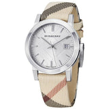 Buy Shop Burberry The City Nova Silver Dial White Leather Strap Watch for Women - BU9022 USA Online