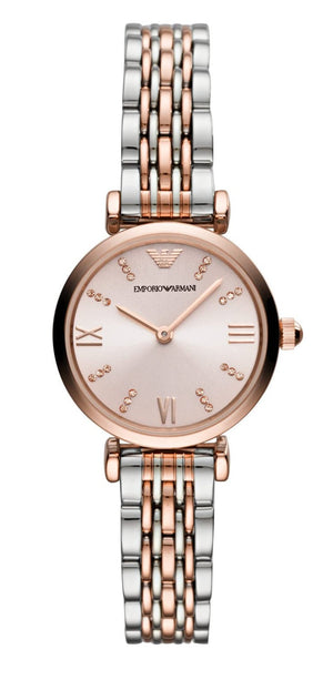 Buy Shop Emporio Armani Gianni T Bar Pink Dial Two Tone Steel Strap Watch For Women - AR11223 USA Online