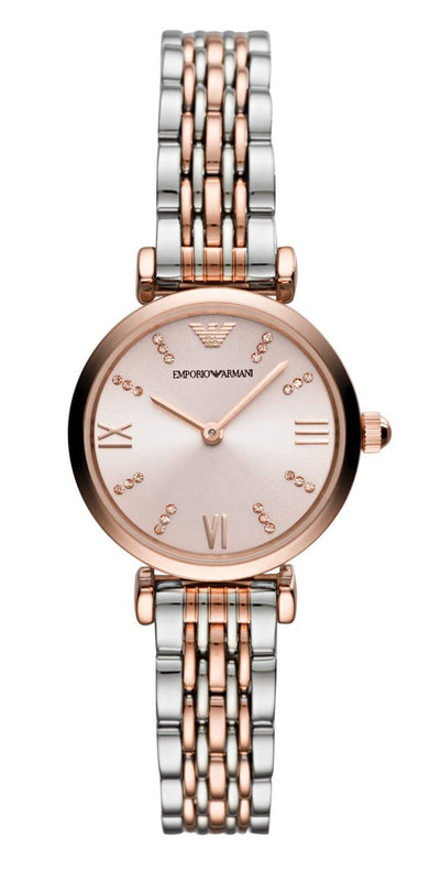 Buy Shop Emporio Armani Gianni T Bar Pink Dial Two Tone Steel Strap Watch For Women - AR11223 USA Online