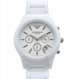 Buy Shop Emporio Armani Ceramica Chronograph White Dial White Strap Watch For Men - AR1453 USA Online
