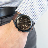 Buy Shop Fossil Everett Chronograph Black Dial Brown Leather Strap Watch for Men - FS5798 USA Online
