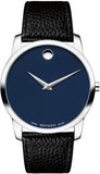 Buy Shop Movado Museum Blue Dial Black Leather Strap Watch For Men - 607013 USA Online