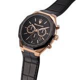Buy Shop Maserati Stile Black Matte Dial Black Leather Strap Watch For Men - R8871642001 USA Online