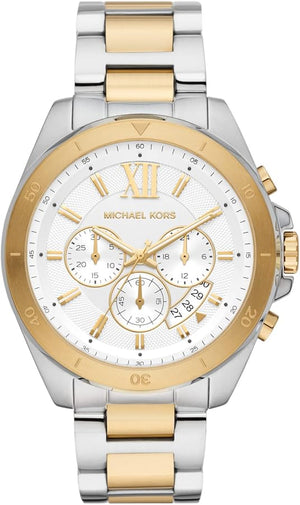 Buy Shop Michael Kors Brecken Chronograph White Dial Two Tone Steel Strap Watch For Men - MK9064 USA Online