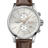 Hugo Boss Jet White Dial Brown Leather Strap Watch for Men - 1513280