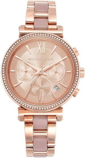Buy Shop Michael Kors Sofie Chronograph Rose Gold Dial Rose Gold Steel Strap Watch For Women - MK6560 USA Online